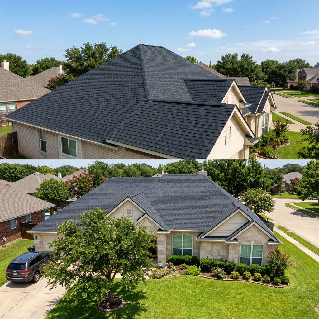 After: Repaired shingle roof in Pasadena TX